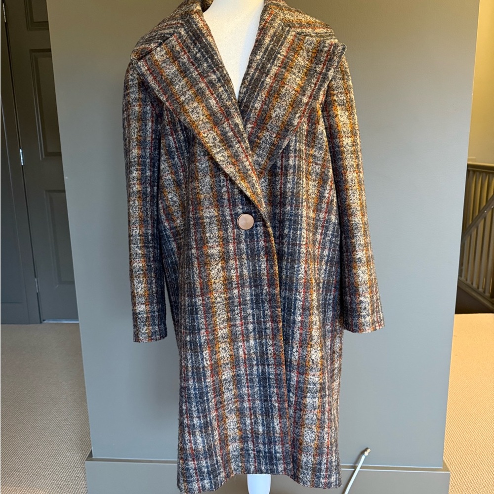 Lafayette 148 New York Multicolor Plaid Wool Coat